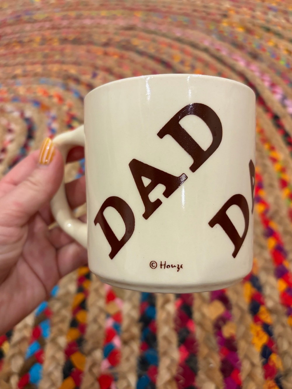 Vintage 70s Dad all over print ivory ceramic mug by Houze brown